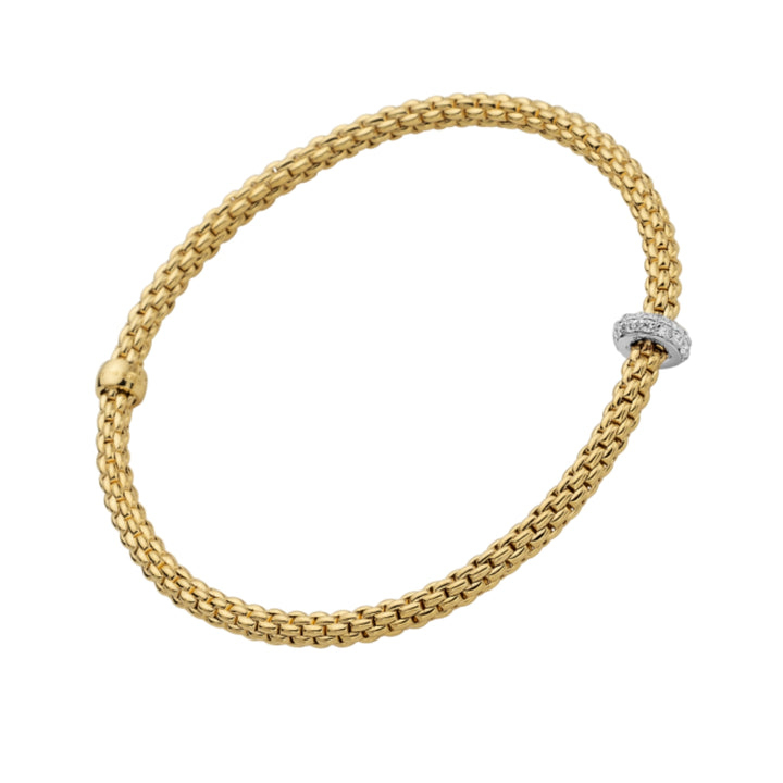 FOPE Flex'it Prima 18ct Yellow and White Gold 0.18ct Diamond Set Bracelet Medium