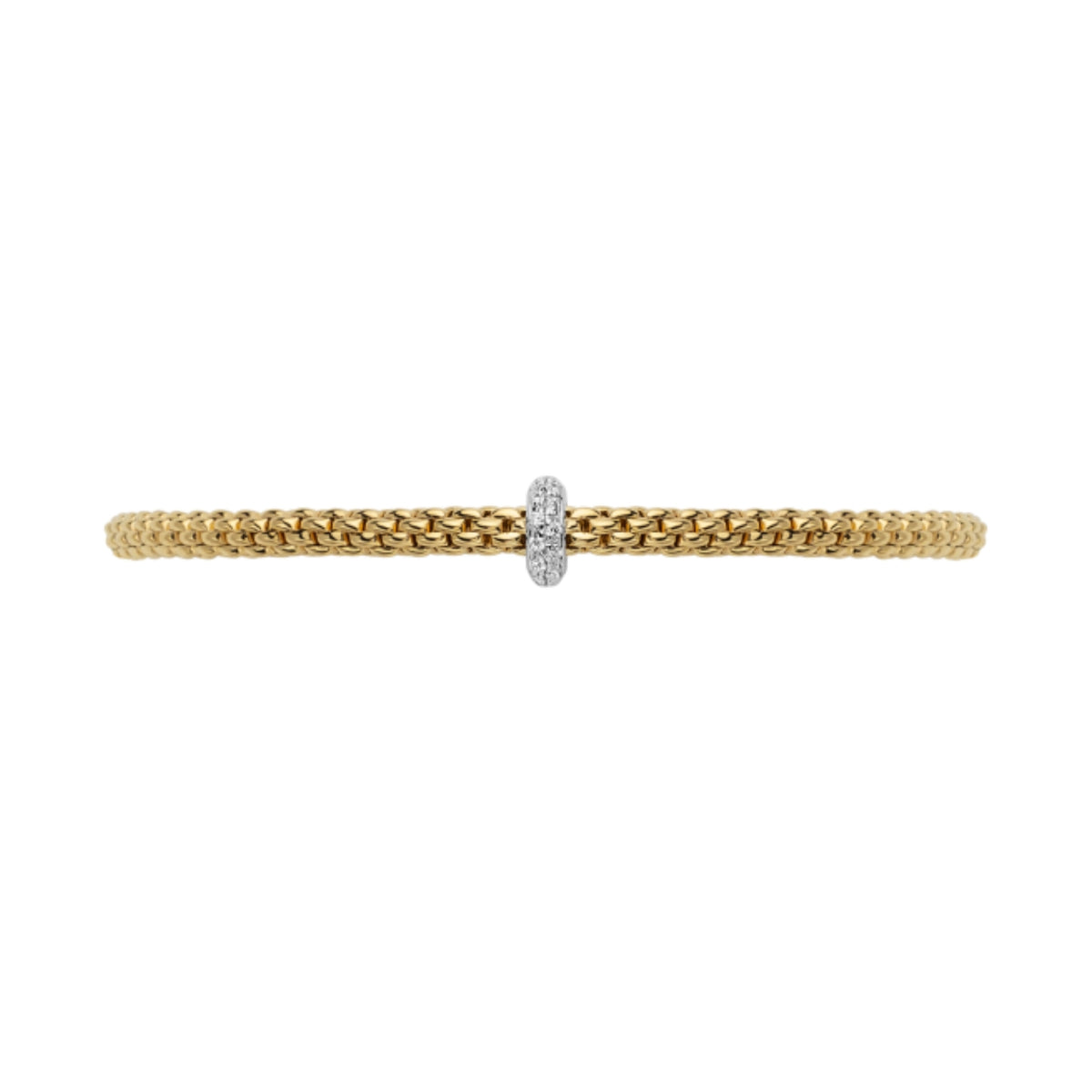FOPE Flex'it Prima 18ct Yellow and White Gold 0.18ct Diamond Set Bracelet Medium - Michael Jones Jeweller