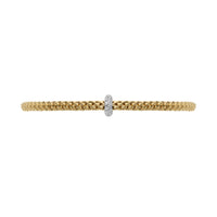FOPE Flex'it Prima 18ct Yellow and White Gold 0.18ct Diamond Set Bracelet Medium