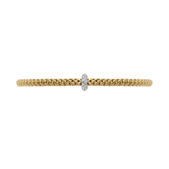 FOPE Flex'it Prima 18ct Yellow and White Gold 0.18ct Diamond Set Bracelet Medium