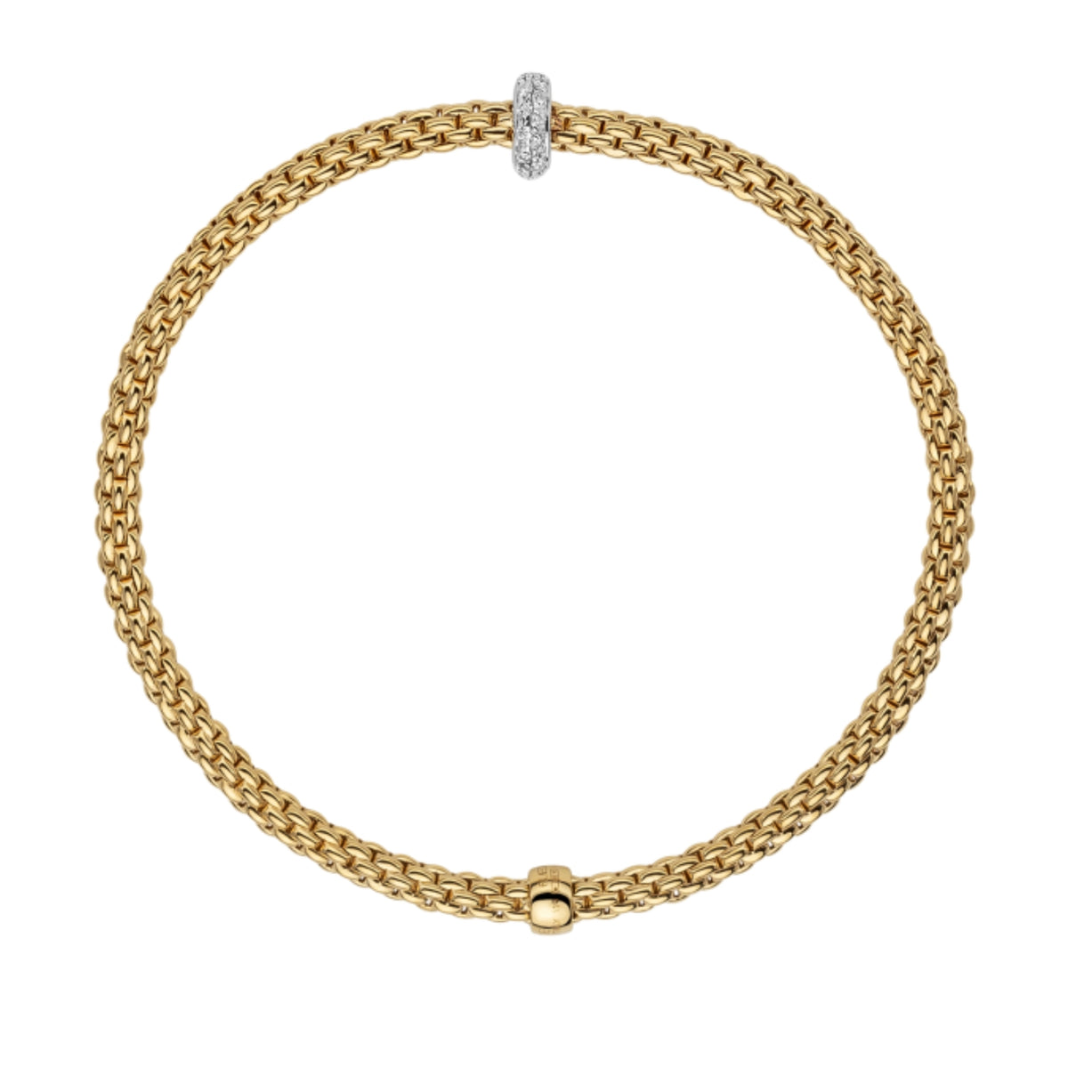 FOPE Flex'it Prima 18ct Yellow and White Gold 0.18ct Diamond Set Bracelet Medium - Michael Jones Jeweller