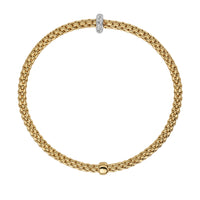 FOPE Flex'it Prima 18ct Yellow and White Gold 0.18ct Diamond Set Bracelet Medium