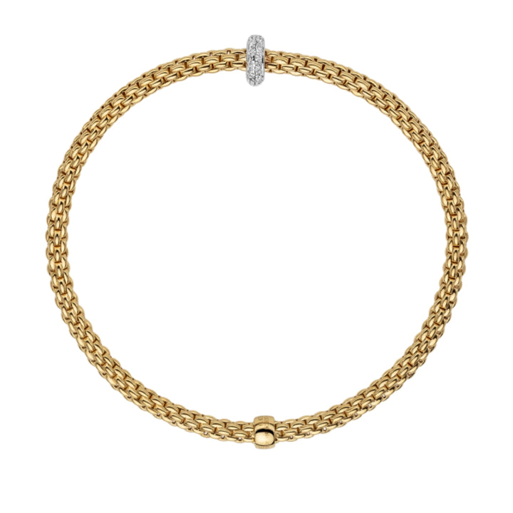 FOPE Flex'it Prima 18ct Yellow and White Gold 0.18ct Diamond Set Bracelet Medium