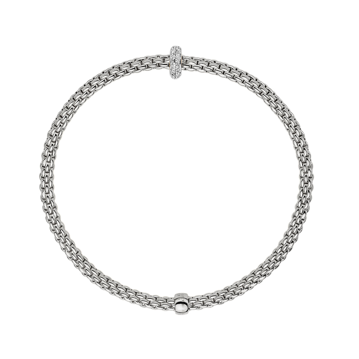 FOPE Flex'it Prima 18ct White Gold 0.18ct Diamond Set Bracelet Medium - Michael Jones Jeweller