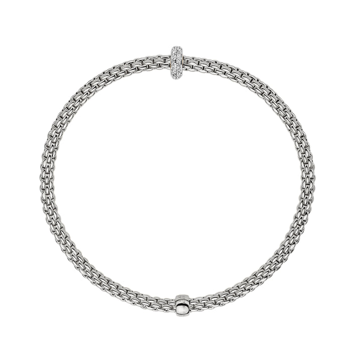 FOPE Flex'it Prima 18ct White Gold 0.18ct Diamond Set Bracelet Medium