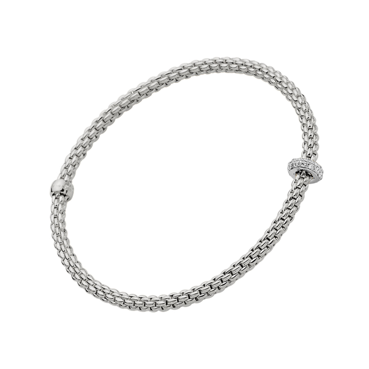 FOPE Flex'it Prima 18ct White Gold 0.18ct Diamond Set Bracelet Medium - Michael Jones Jeweller