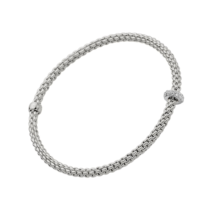 FOPE Flex'it Prima 18ct White Gold 0.18ct Diamond Set Bracelet Medium