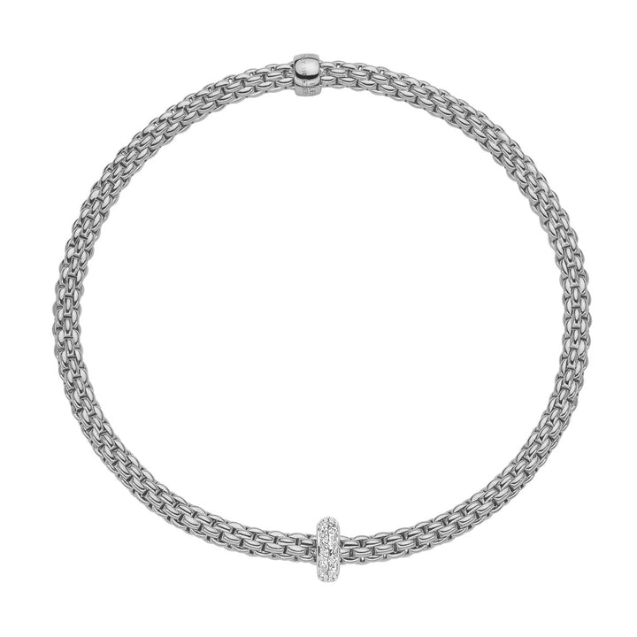 FOPE Flex'It Prima 18ct White Gold 0.18ct Diamond Set Bracelet Medium