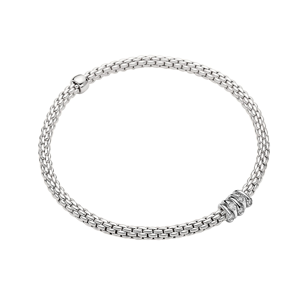 FOPE Flex'it Prima 18ct White Gold 0.07ct Diamond Set Bracelet Medium - Michael Jones Jeweller
