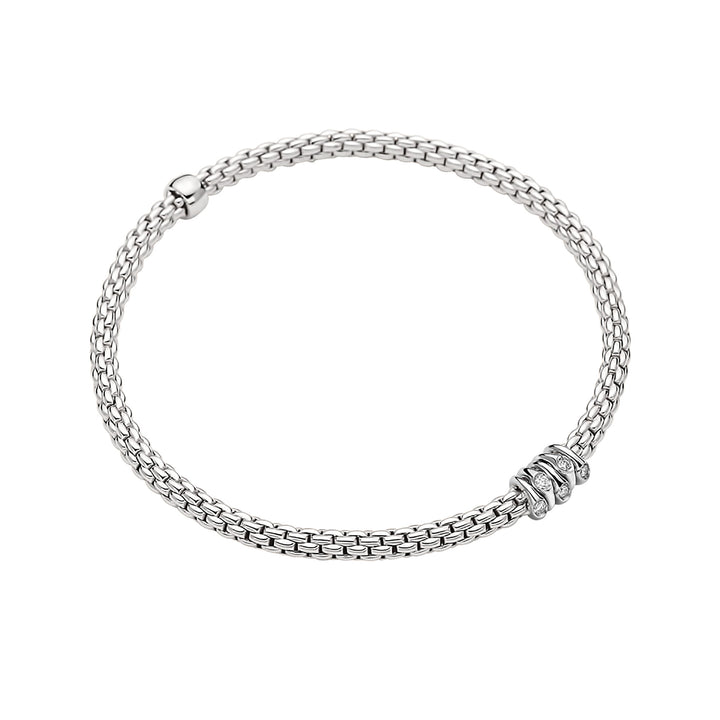FOPE Flex'it Prima 18ct White Gold 0.07ct Diamond Set Bracelet Medium