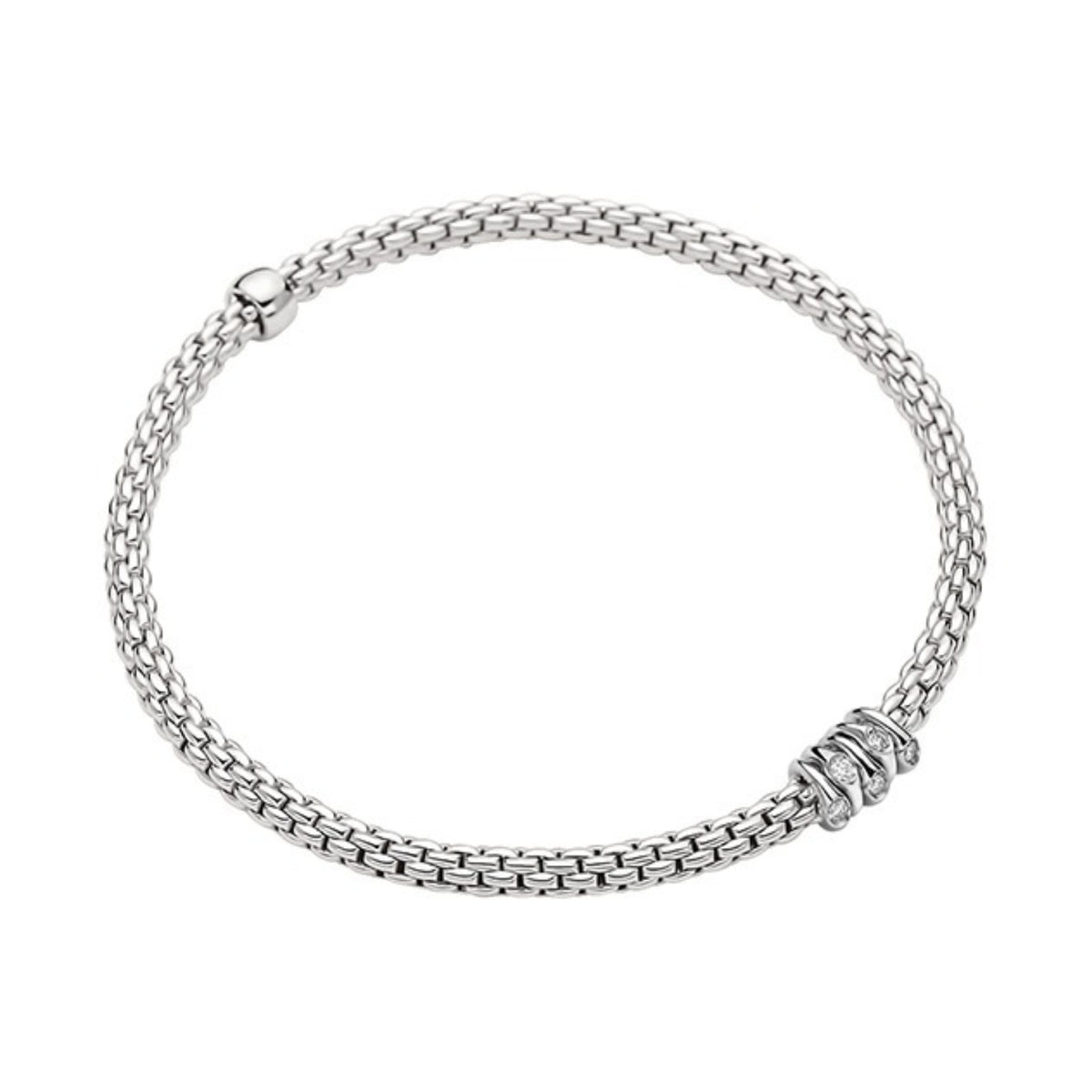 FOPE 18ct White Gold 0.07ct Diamond Set Bracelet Medium - Michael Jones Jeweller