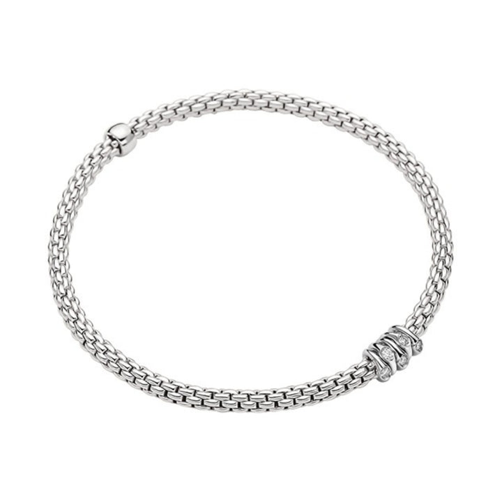 FOPE Flex'it Prima 18ct White Gold 0.07ct Diamond Set Bracelet Medium