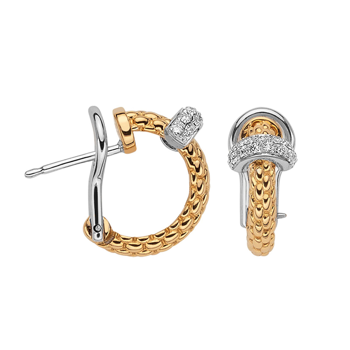 FOPE Prima 18ct Yellow Gold 0.18ct Diamond Set Hoop Earrings - Michael Jones Jeweller