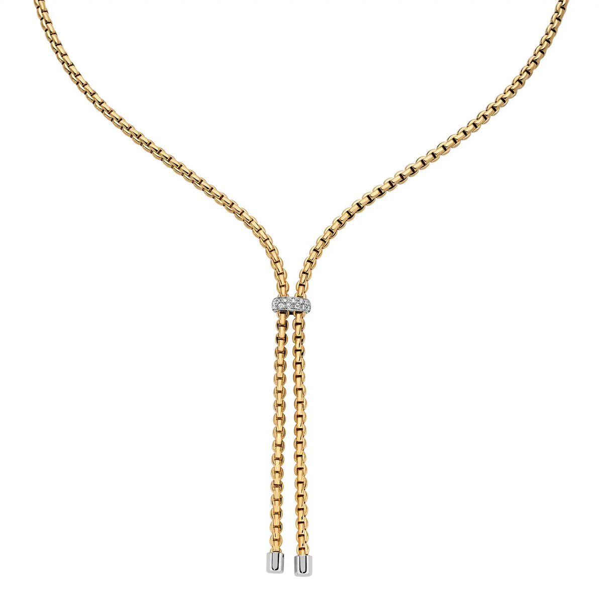FOPE Eka 18ct Yellow Gold 0.10ct Diamond Set Lariat Necklace 43cm - Michael Jones Jeweller
