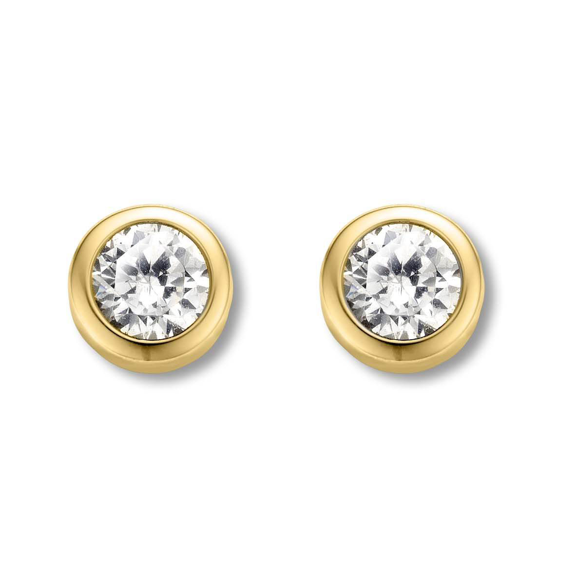 Ti Sento Yellow Gold Plated Cubic Zirconia Stud Earrings