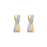 Ti Sento Yellow Gold Plated Cubic Zirconia Crossover Hoop Earrings 7667ZY