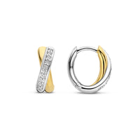 Ti Sento Yellow Gold Plated Cubic Zirconia Crossover Hoop Earrings 7667ZY