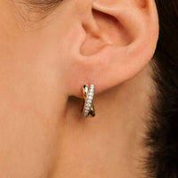 Ti Sento Yellow Gold Plated Cubic Zirconia Crossover Hoop Earrings 7667ZY