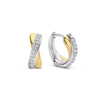 Ti Sento Yellow Gold Plated Cubic Zirconia Crossover Hoop Earrings 7667ZY