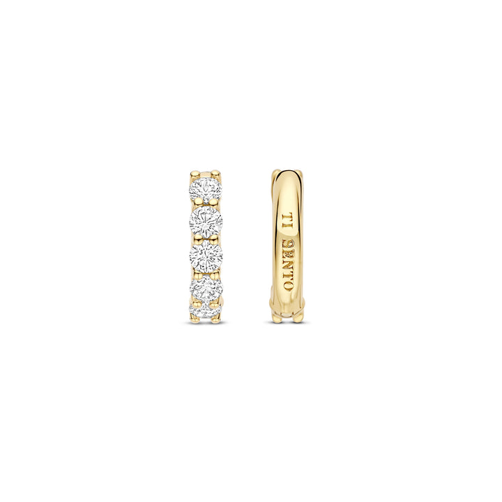 Ti Sento Yellow Gold Plated Cubic Zirconia Huggy Hoop Earrings 7718ZY