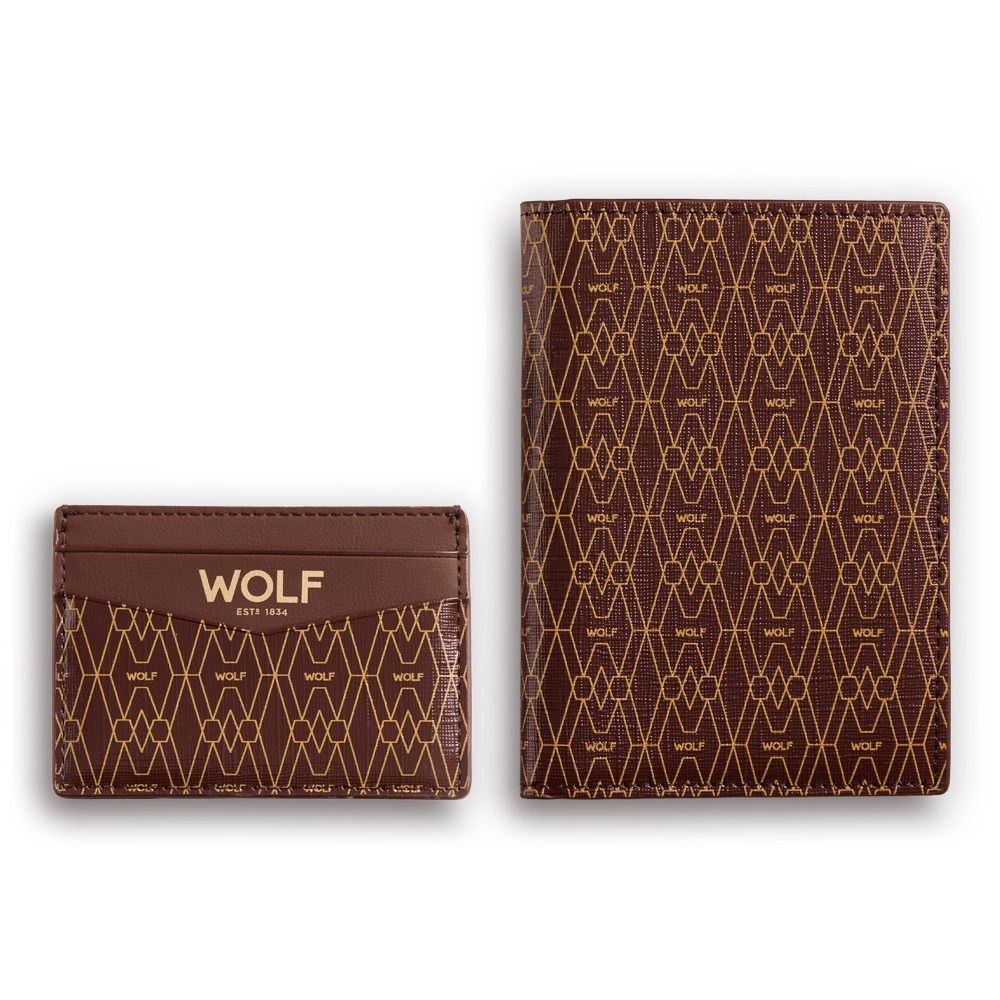 WOLF Signature Passport and Card Case Brown Gift Set - Michael Jones Jeweller