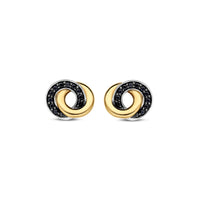 Ti Sento Yellow Gold Plated Black Cubic Zirconia Entwined Circle Stud Earrings 7784BY - Michael Jones Jeweller