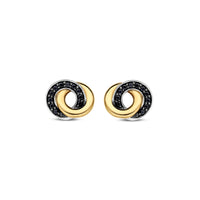 Ti Sento Yellow Gold Plated Black Cubic Zirconia Entwined Circle Stud Earrings 7784BY