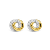 Ti Sento Yellow Gold Plated Cubic Zirconia Entwined Circle Stud Earrings 7784ZY - Michael Jones Jeweller