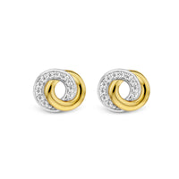 Ti Sento Yellow Gold Plated Cubic Zirconia Entwined Circle Stud Earrings 7784ZY - Michael Jones Jeweller