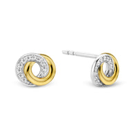 Ti Sento Yellow Gold Plated Cubic Zirconia Entwined Circle Stud Earrings 7784ZY - Michael Jones Jeweller
