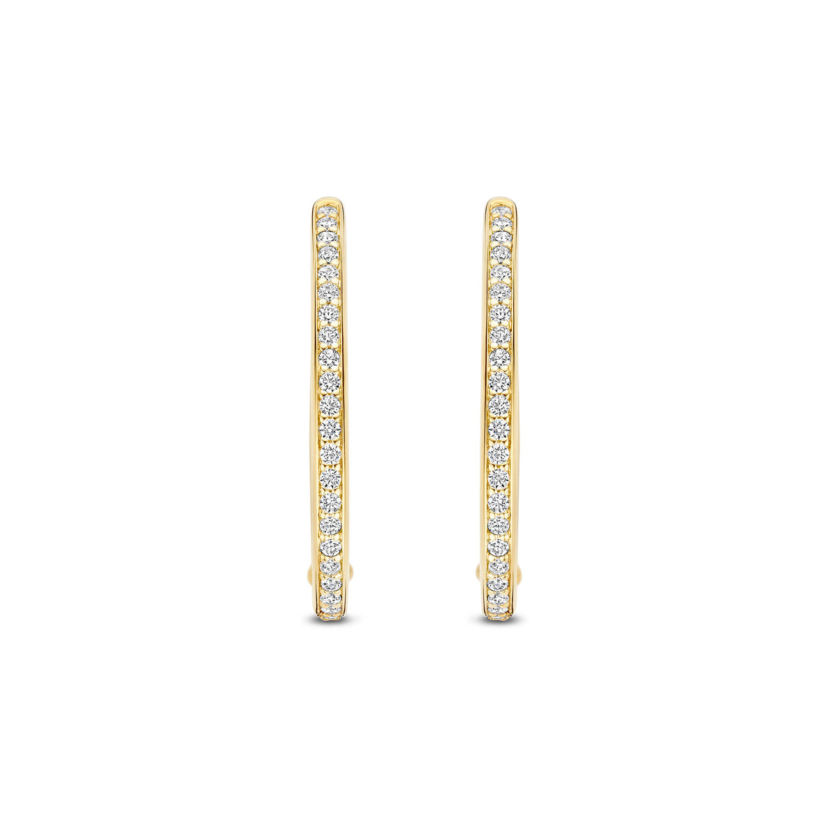Ti Sento Yellow Gold Plated Cubic Zirconia Large 25mm Oval Huggy Hoop Earrings 7789ZY - Michael Jones Jeweller