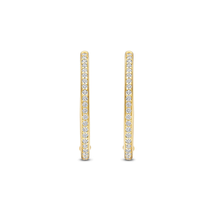 Ti Sento Yellow Gold Plated Cubic Zirconia Large 25mm Oval Huggy Hoop Earrings 7789ZY
