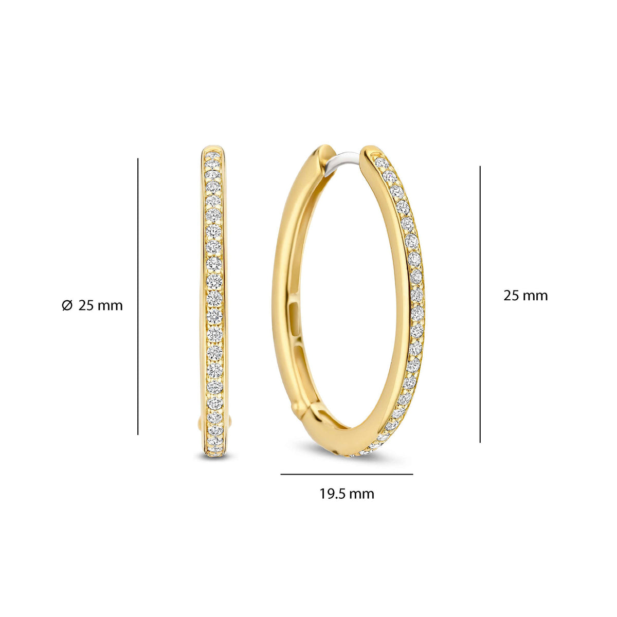 Ti Sento Yellow Gold Plated Cubic Zirconia Large 25mm Oval Huggy Hoop Earrings 7789ZY - Michael Jones Jeweller