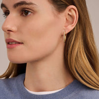 Ti Sento Yellow Gold Plated Cubic Zirconia Large 25mm Oval Huggy Hoop Earrings 7789ZY