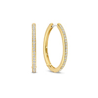 Ti Sento Yellow Gold Plated Cubic Zirconia Large 25mm Oval Huggy Hoop Earrings 7789ZY