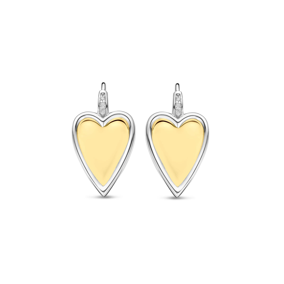 Ti Sento Yellow Gold Plated Cubic Zirconia Heart Drop Earrings 78004ZY - Michael Jones Jeweller
