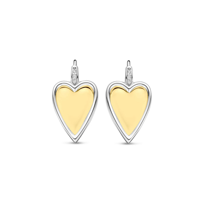 Ti Sento Yellow Gold Plated Cubic Zirconia Heart Drop Earrings