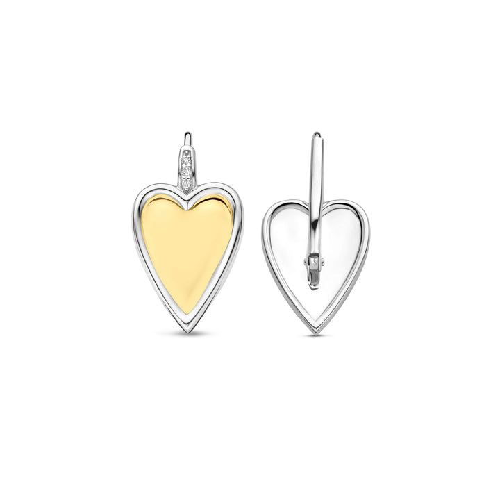 Ti Sento Yellow Gold Plated Cubic Zirconia Heart Drop Earrings 78004ZY