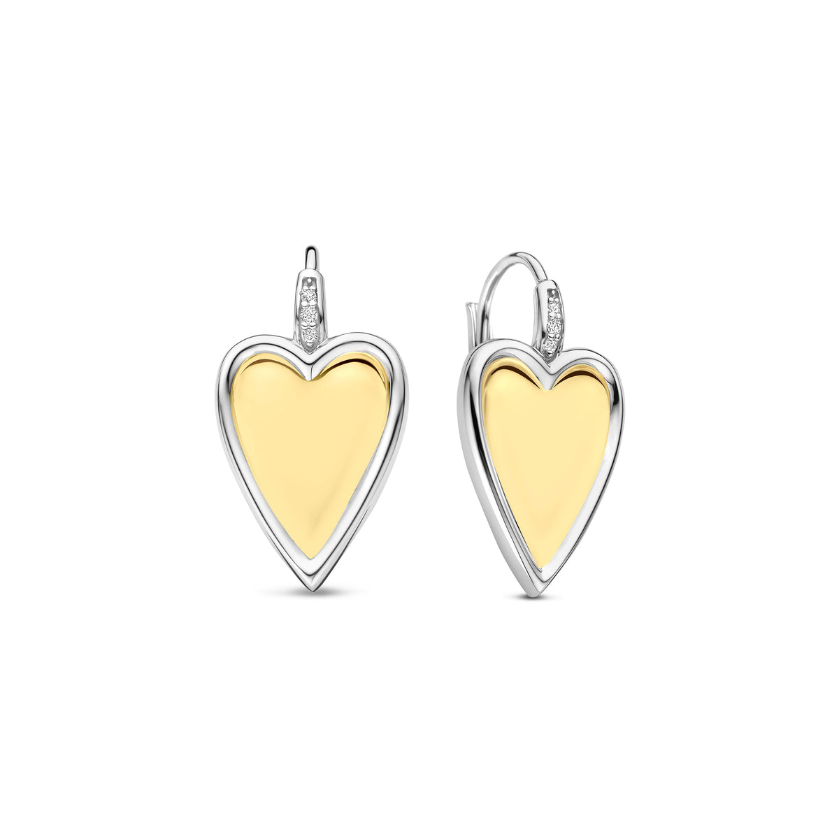 Ti Sento Yellow Gold Plated Cubic Zirconia Heart Drop Earrings 78004ZY - Michael Jones Jeweller