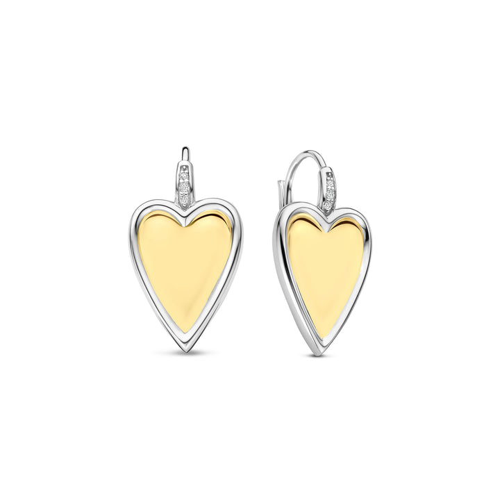 Ti Sento Yellow Gold Plated Cubic Zirconia Heart Drop Earrings