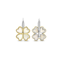 Ti Sento Yellow Gold Plated Mother of Pearl White and Cubic Zirconia Clover Drop Earrings 78005MW