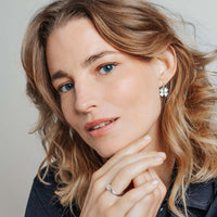 Ti Sento Yellow Gold Plated Mother of Pearl White and Cubic Zirconia Clover Drop Earrings 78005MW