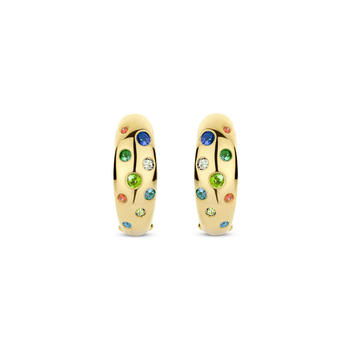 Ti Sento Yellow Gold Plated Multicoloured Cubic Zirconia Scatter Stardust Hoop Earrings 78006MC