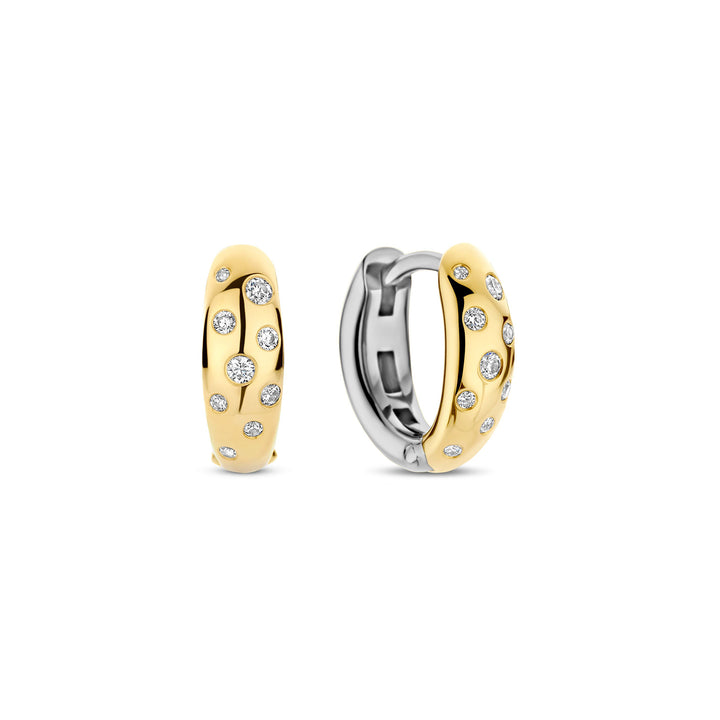 Ti Sento Yellow Gold Plated Cubic Zirconia Scatter Stardust Hoop Earrings 78006ZY
