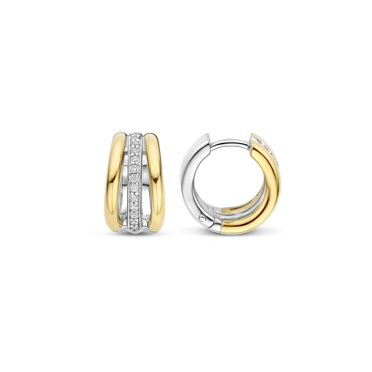 Ti Sento Yellow Gold Plated Cubic Zirconia Triple Hoop Earrings 78010ZY - Michael Jones Jeweller
