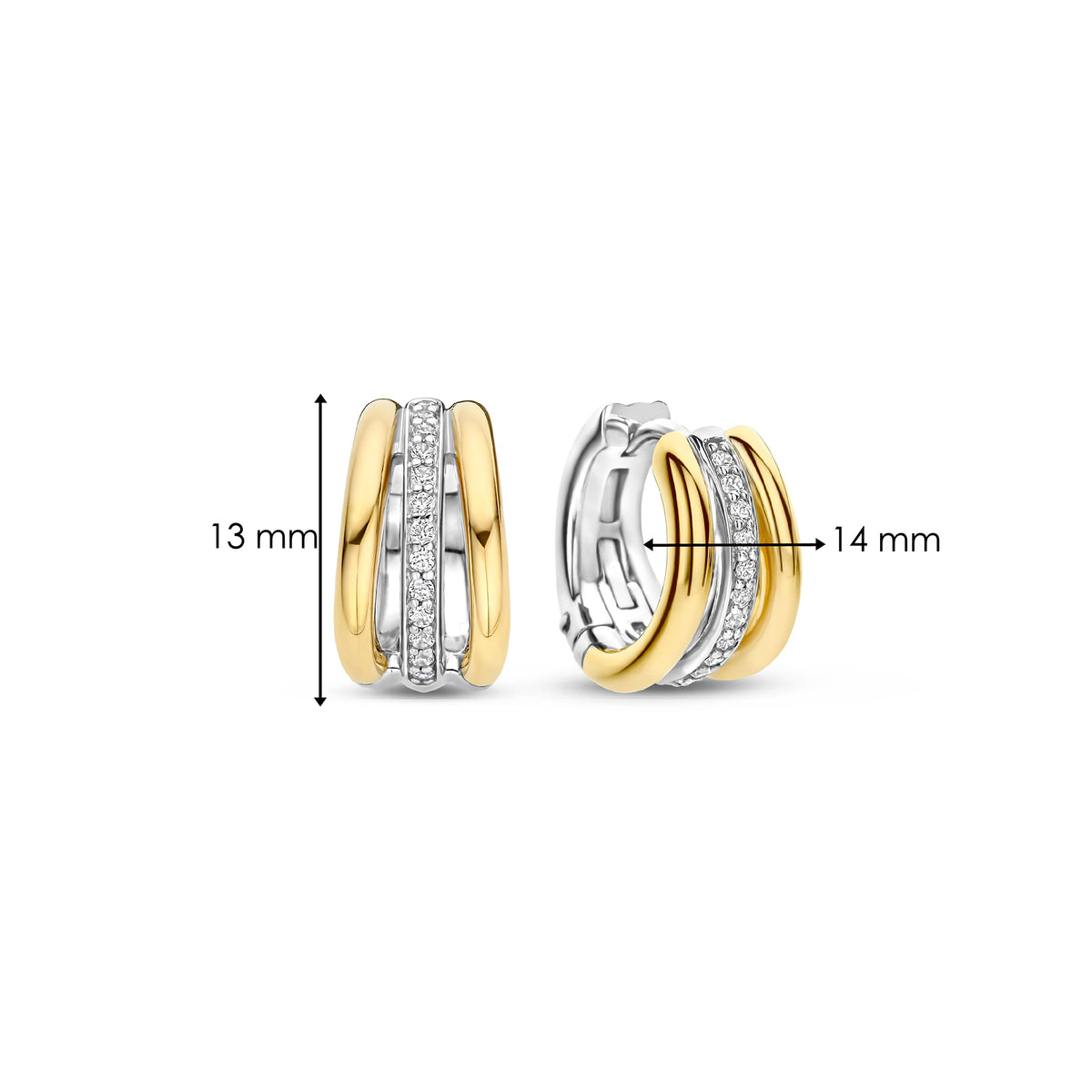 Ti Sento Yellow Gold Plated Cubic Zirconia Triple Hoop Earrings 78010ZY - Michael Jones Jeweller