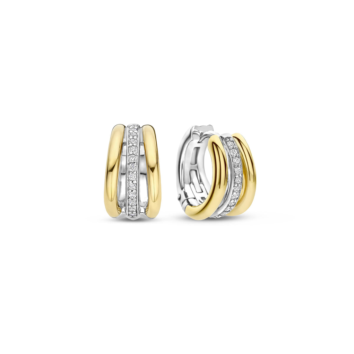 Ti Sento Yellow Gold Plated Cubic Zirconia Triple Hoop Earrings 78010ZY - Michael Jones Jeweller
