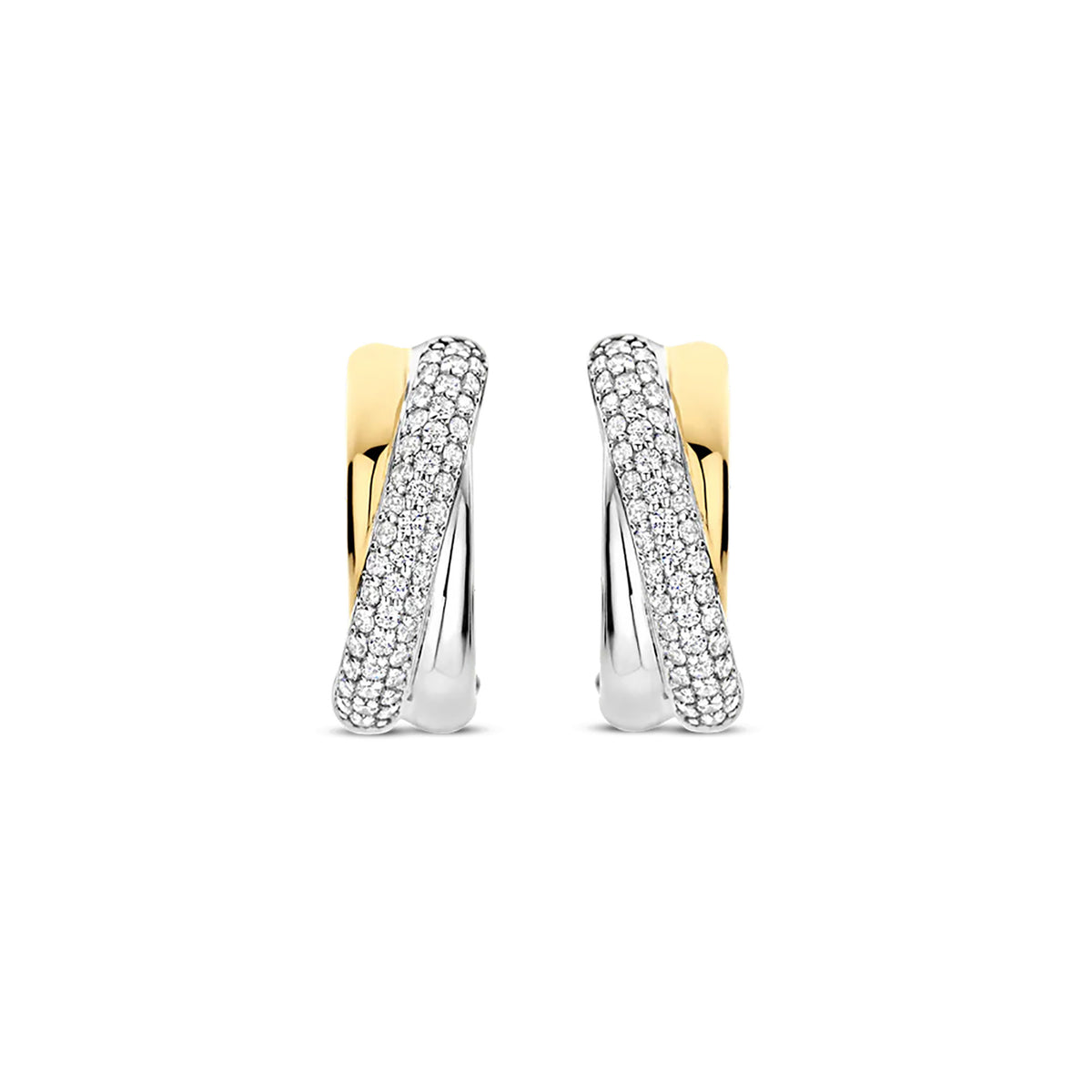 Ti Sento Yellow Gold Plated Cubic Zirconia Crossover Hoop Earrings 78012ZY - Michael Jones Jeweller