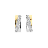 Ti Sento Yellow Gold Plated Cubic Zirconia Crossover Hoop Earrings 78012ZY