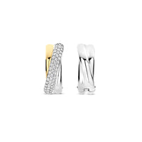 Ti Sento Yellow Gold Plated Cubic Zirconia Crossover Hoop Earrings 78012ZY